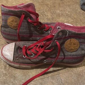 Converse Red and Brown Striped Sneakers